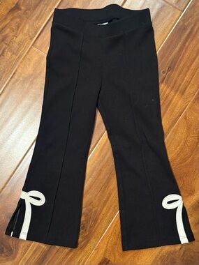 Gymboree Black Flared Leggings with White Bow Trim